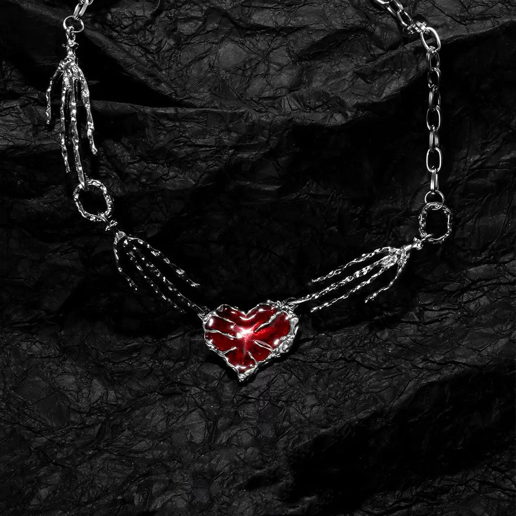 Claw-Embossed Heart Choker