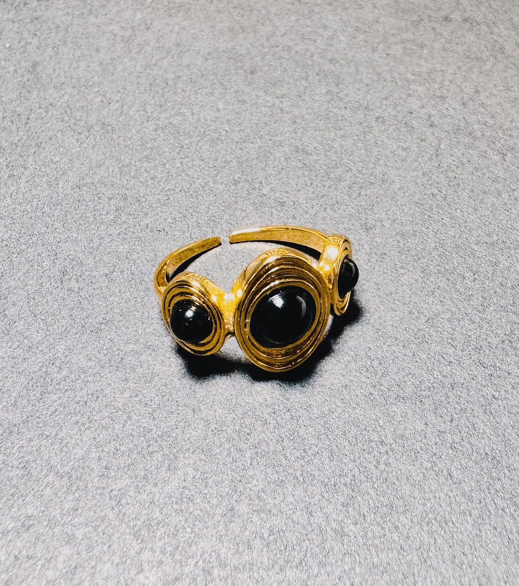 Vintage Black Agate Ring