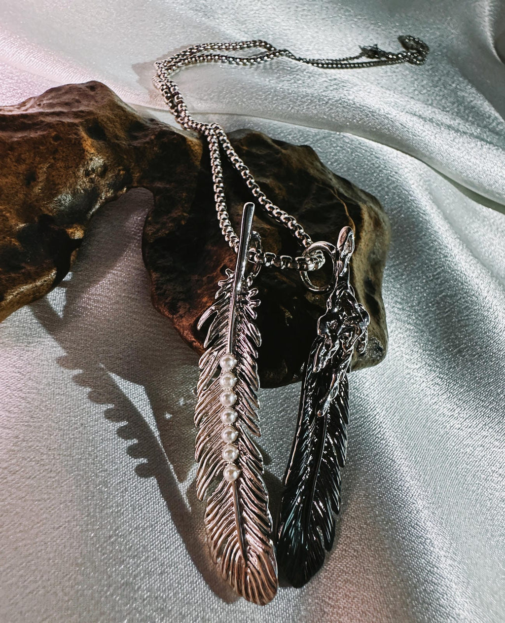 Feather-Knit Titanium Steel Layering Necklace