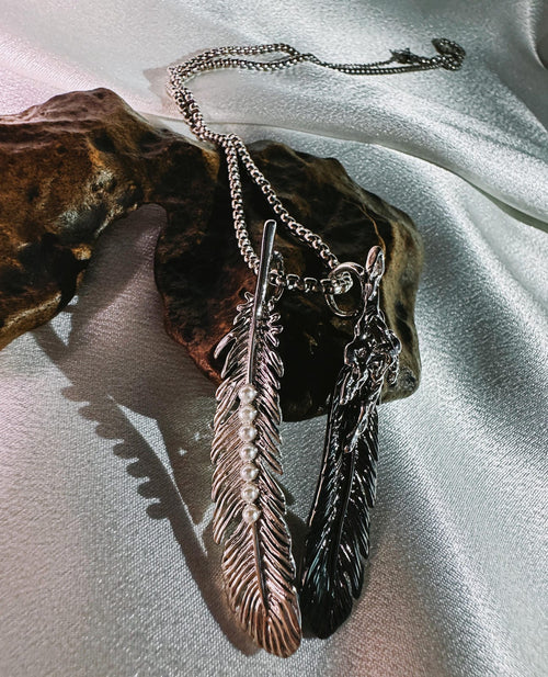 Feather-Knit Titanium Steel Layering Necklace