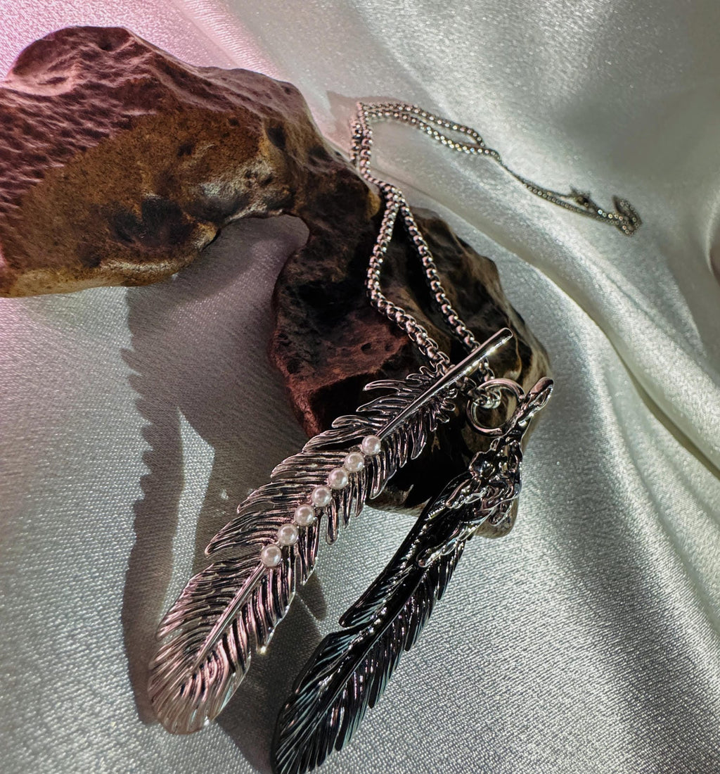 Feather-Knit Titanium Steel Layering Necklace