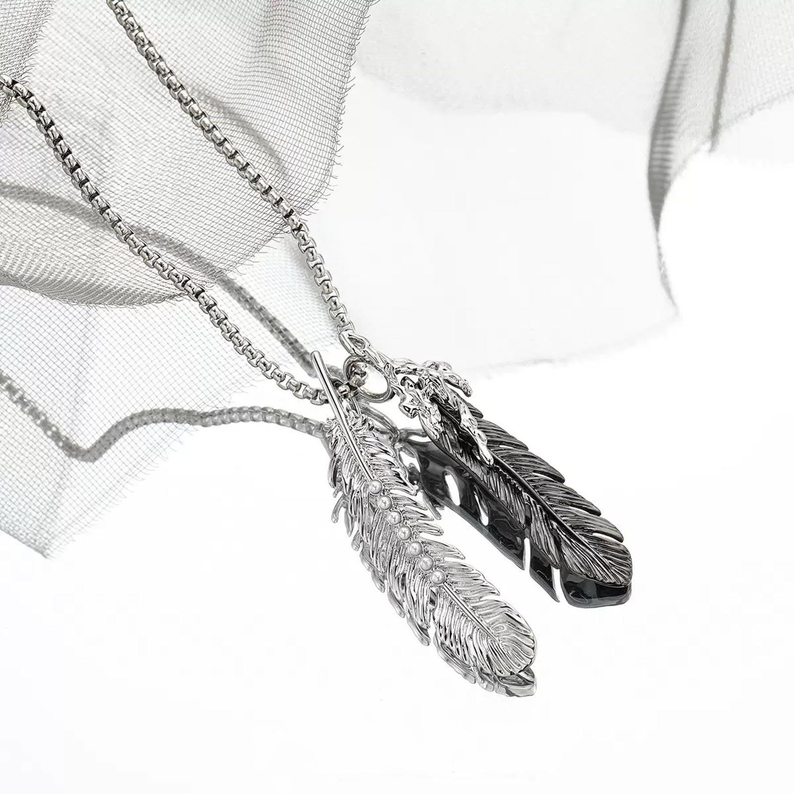 Feather-Knit Titanium Steel Layering Necklace