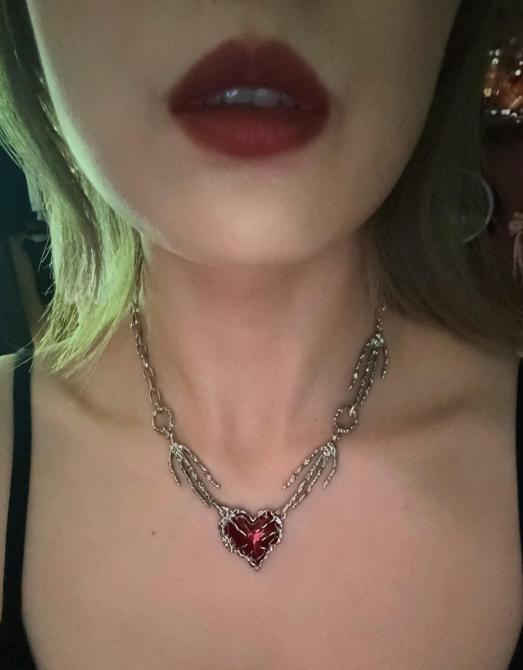 Claw-Embossed Heart Choker